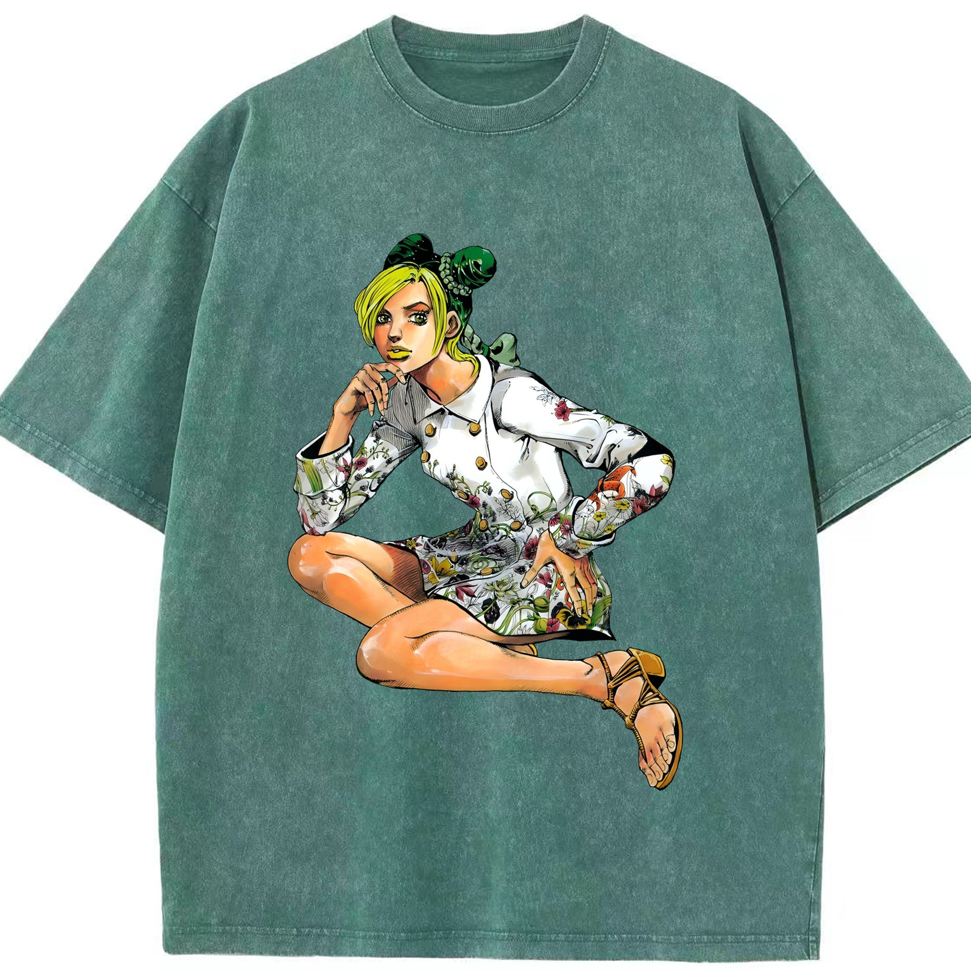 （画像用） "ジョジョの奇妙な冒険 くうじょう ジョリーン JoJo's Bizarre Adventure Jolyne Cujoh " 綿100% ヴィンテージ風 半袖Tシャツ（フロントプリント）